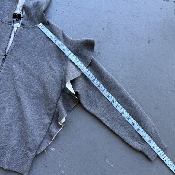 ALICE + OLIVIA Ruffled Jersey Full Zip Jersey Hoodie - Women's Size XS Gray NWT - Picture 16 of 16